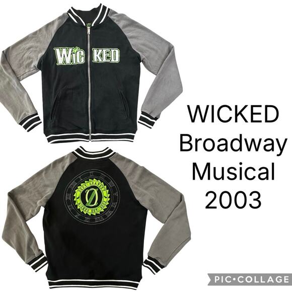 WICKED Broadway Musical-Green For Good Full Zip Varsity Jacket Women SZ Medium - Picture 1 of 13